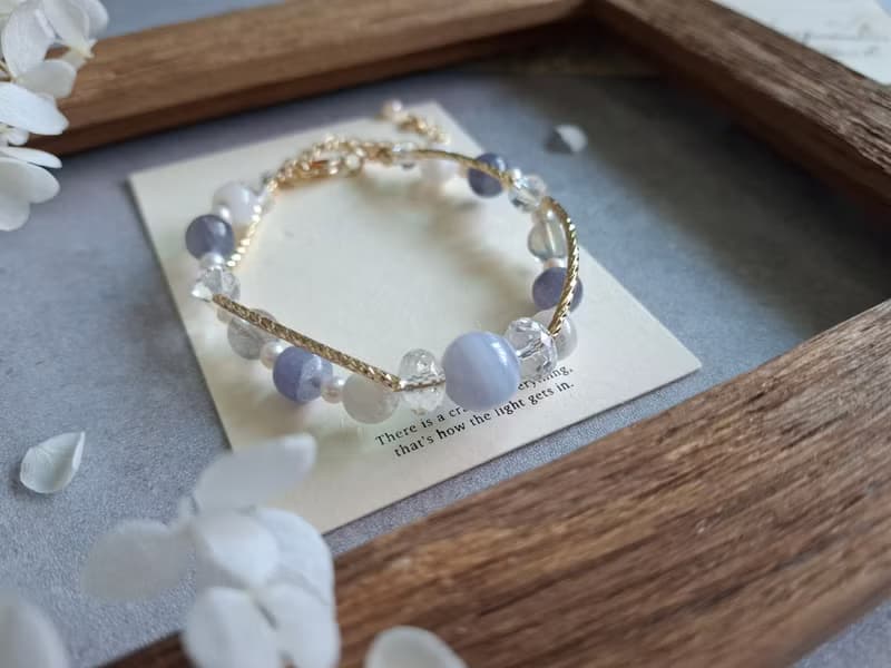 i sea you－古典神秘優雅雙層手鍊－珍珠、堇青石、拉長石、白水