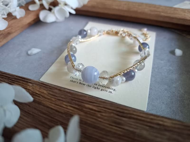 i sea you－古典神秘優雅雙層手鍊－珍珠、堇青石、拉長石、白水