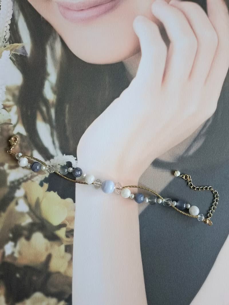 i sea you－古典神秘優雅雙層手鍊－珍珠、堇青石、拉長石、白水