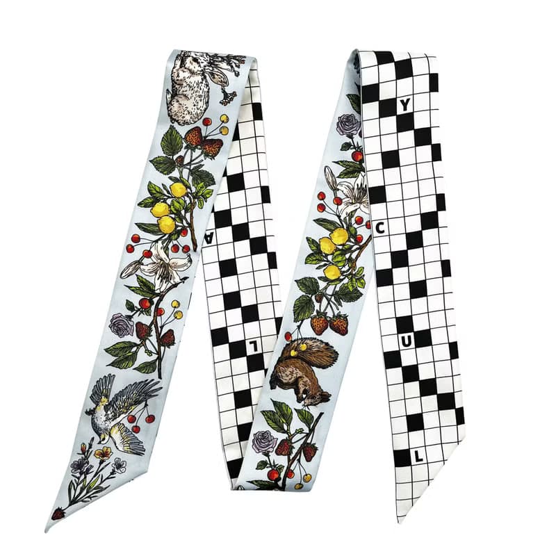 100%桑蠶絲真絲窄領巾/絲巾/飄帶/包柄帶/髮帶::兔子天鵝松鼠棋盤