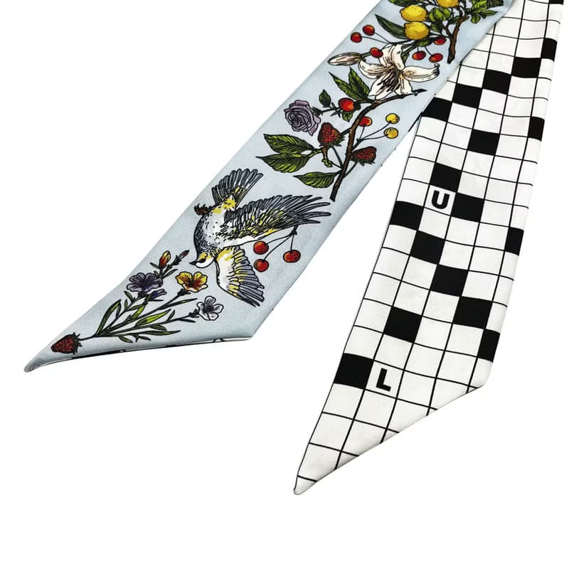 100%桑蠶絲真絲窄領巾/絲巾/飄帶/包柄帶/髮帶::兔子天鵝松鼠棋盤