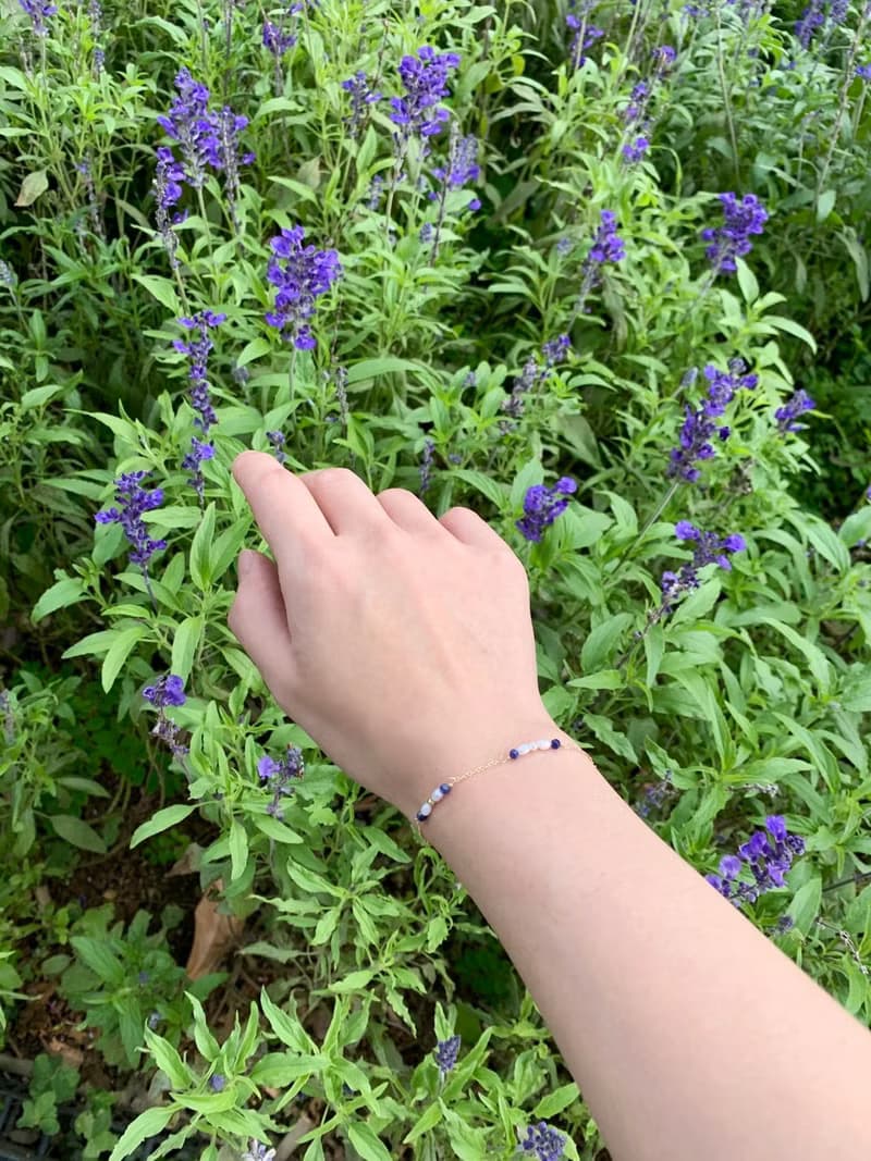 【手鍊】 方鈉石 14K 注金 包金 珍珠手鍊