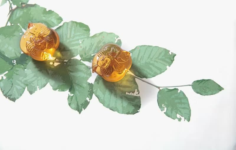 LIULI LIVING 連連好事 雙柿雙喜 好運人緣 含牡丹花飾底座