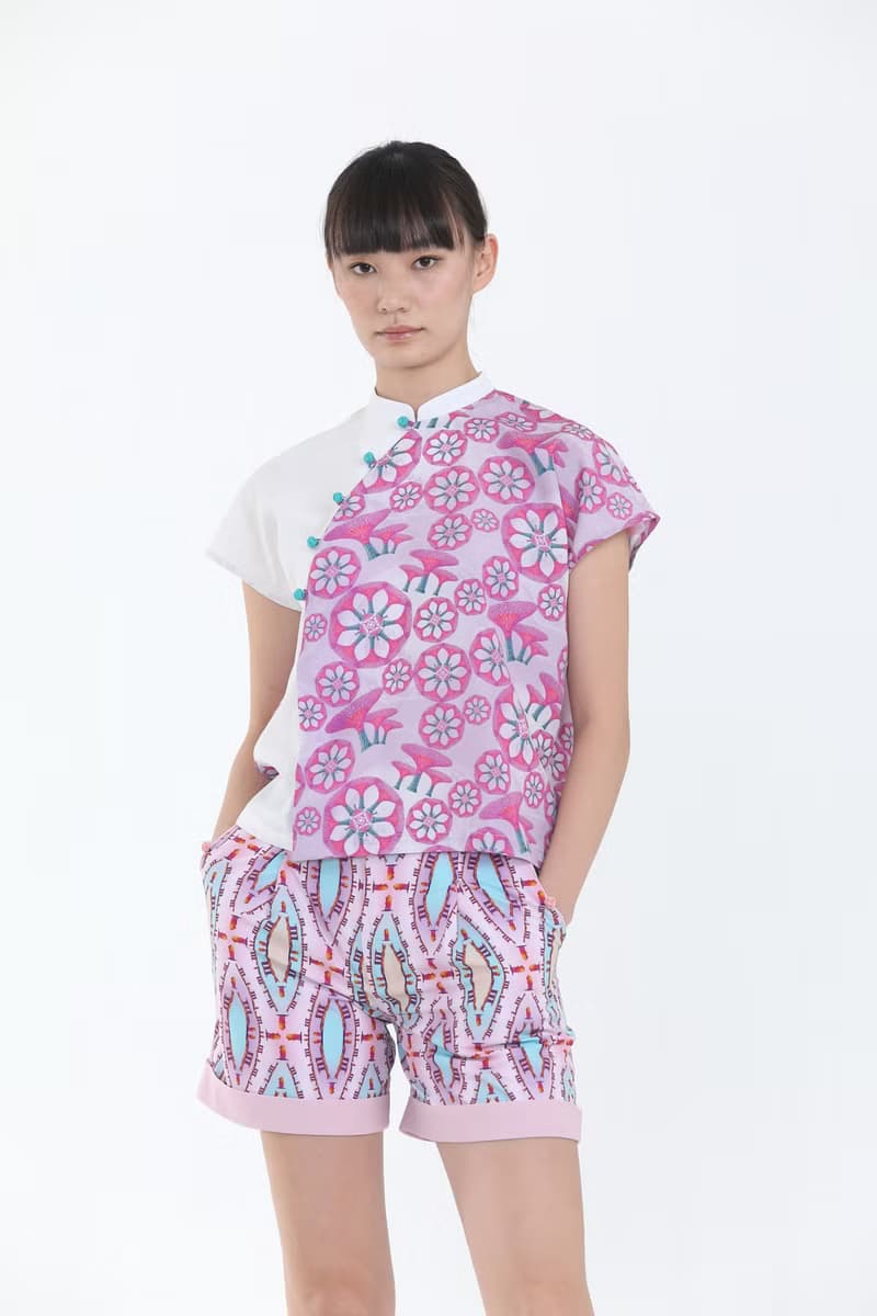 LENA濱海灣花園印花圖案對比襯衫