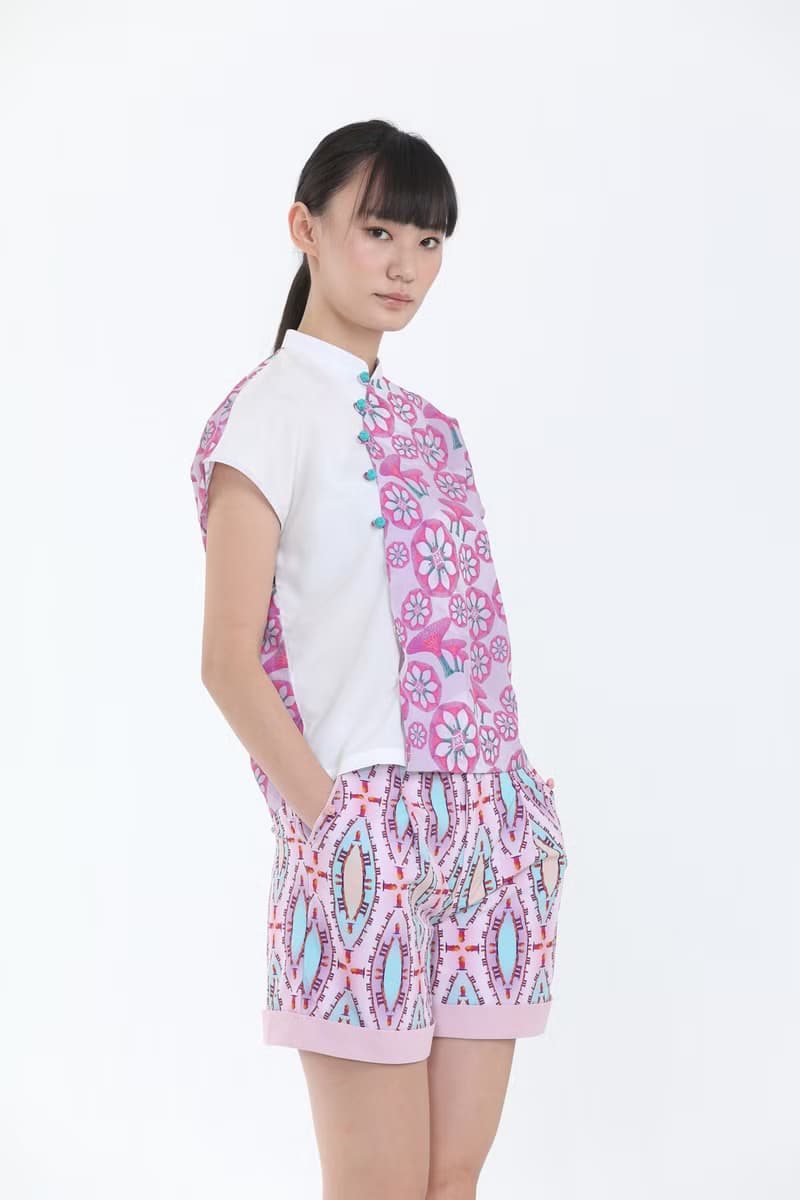 LENA濱海灣花園印花圖案對比襯衫