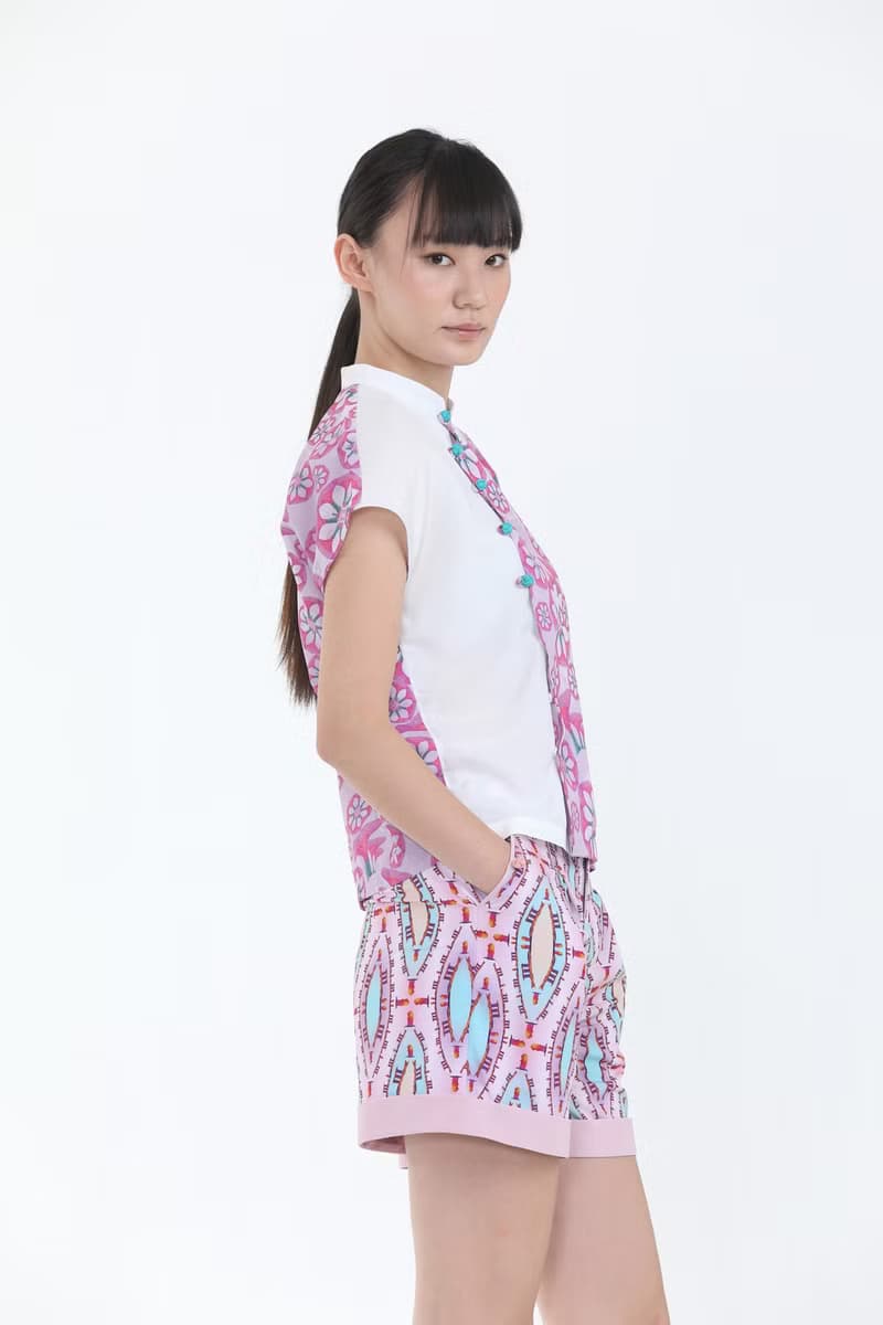 LENA濱海灣花園印花圖案對比襯衫