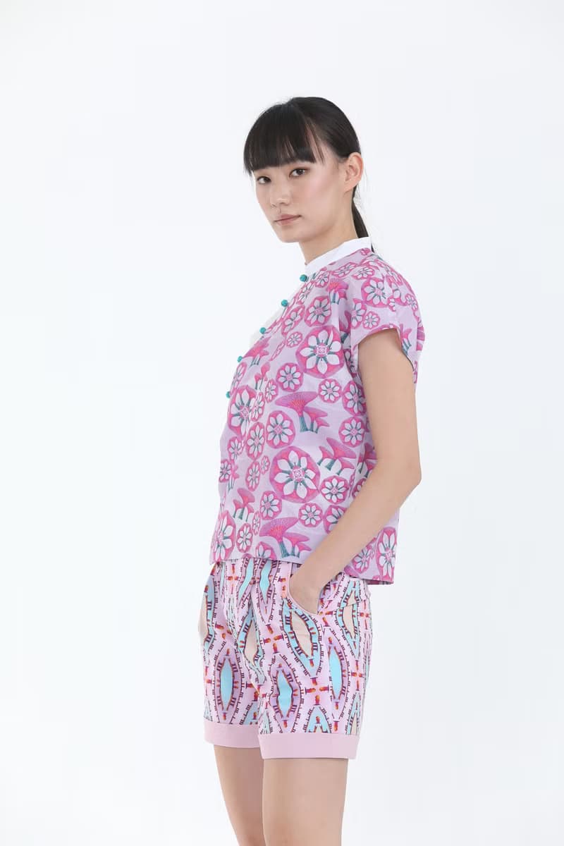 LENA濱海灣花園印花圖案對比襯衫