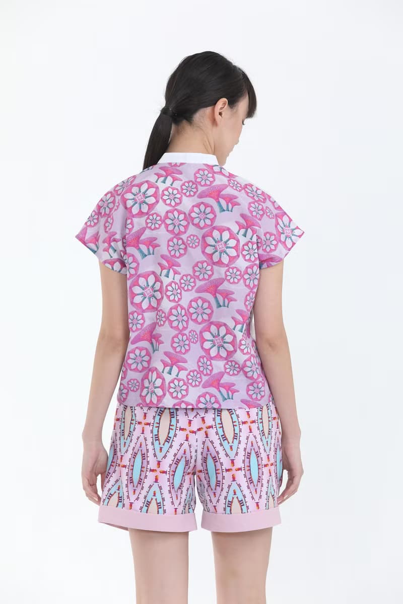 LENA濱海灣花園印花圖案對比襯衫