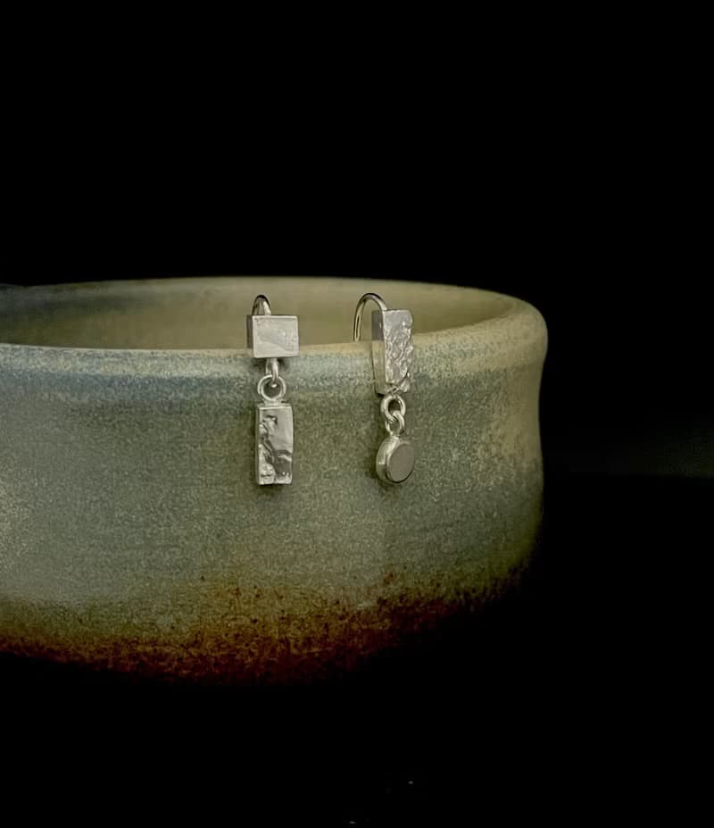 純銀耳環 手作金工