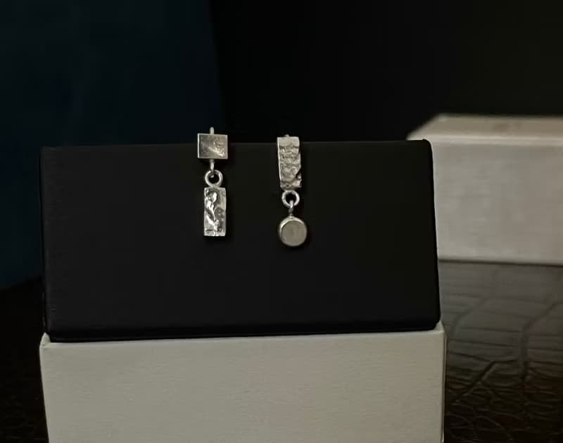 純銀耳環 手作金工