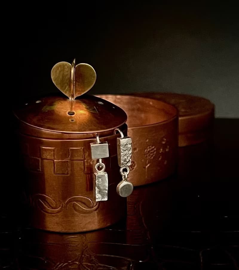 純銀耳環 手作金工