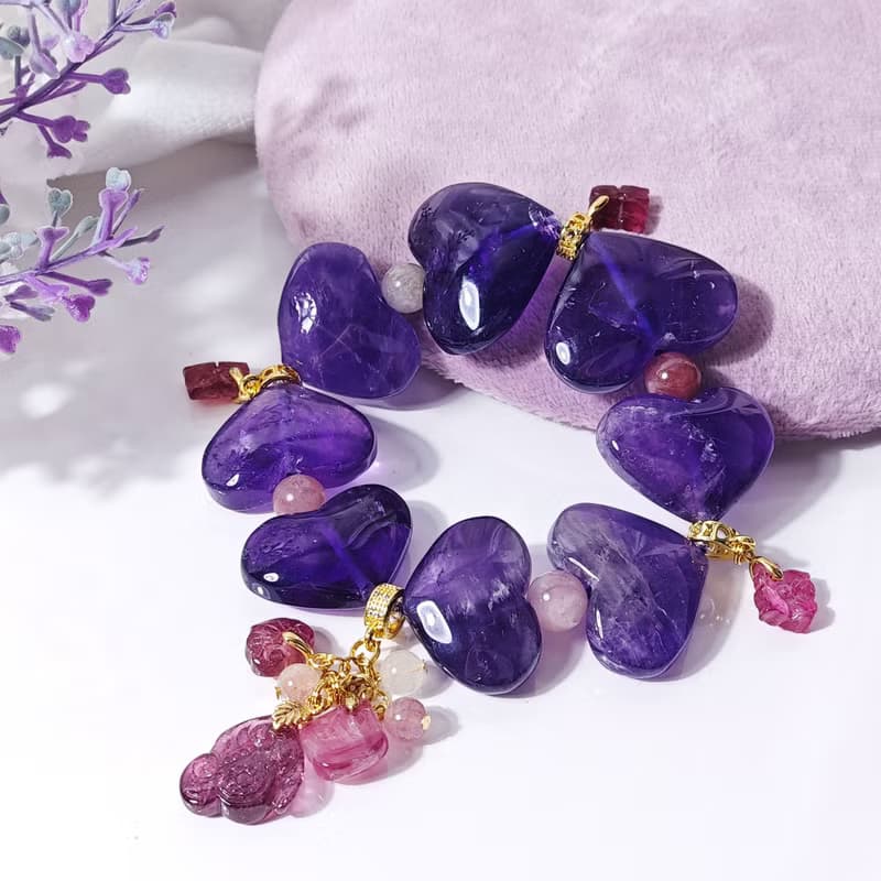 紫水晶 心想事成 碧璽 大紅大紫 幸運 大寶石手鍊 單品 禮物 收藏