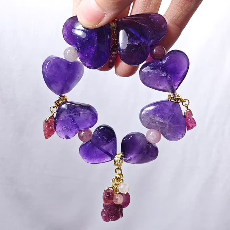 紫水晶 心想事成 碧璽 大紅大紫 幸運 大寶石手鍊 單品 禮物 收藏