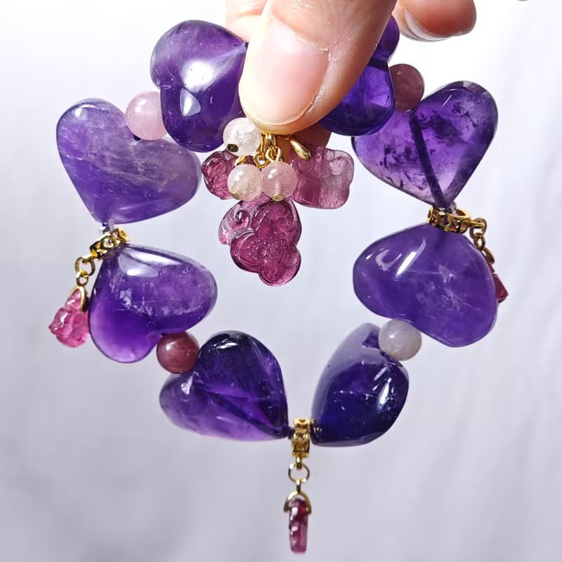 紫水晶 心想事成 碧璽 大紅大紫 幸運 大寶石手鍊 單品 禮物 收藏