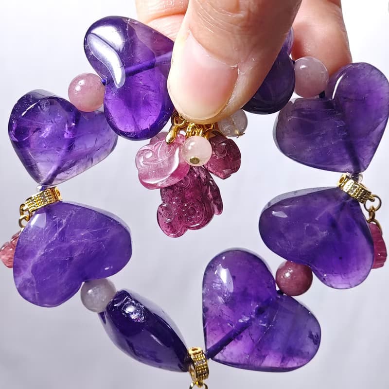紫水晶 心想事成 碧璽 大紅大紫 幸運 大寶石手鍊 單品 禮物 收藏