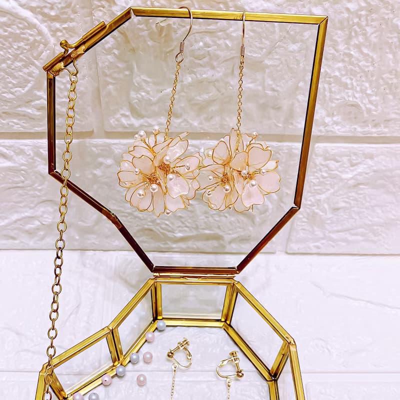 櫻花花球耳環 Sakura Ball earring UV 樹脂手創飾品