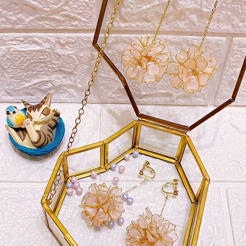 櫻花花球耳環 Sakura Ball earring UV 樹脂手創飾品