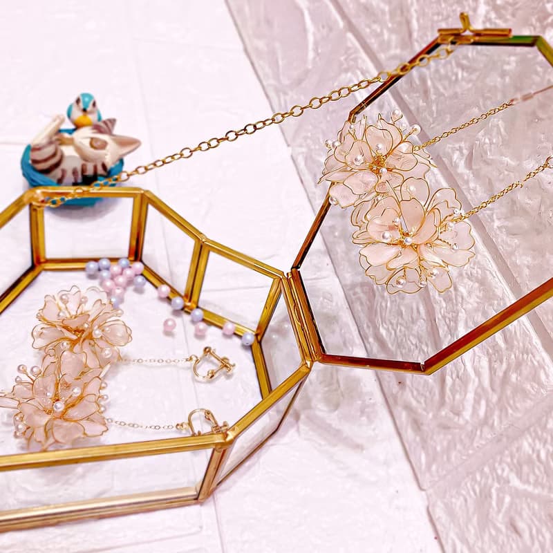 櫻花花球耳環 Sakura Ball earring UV 樹脂手創飾品