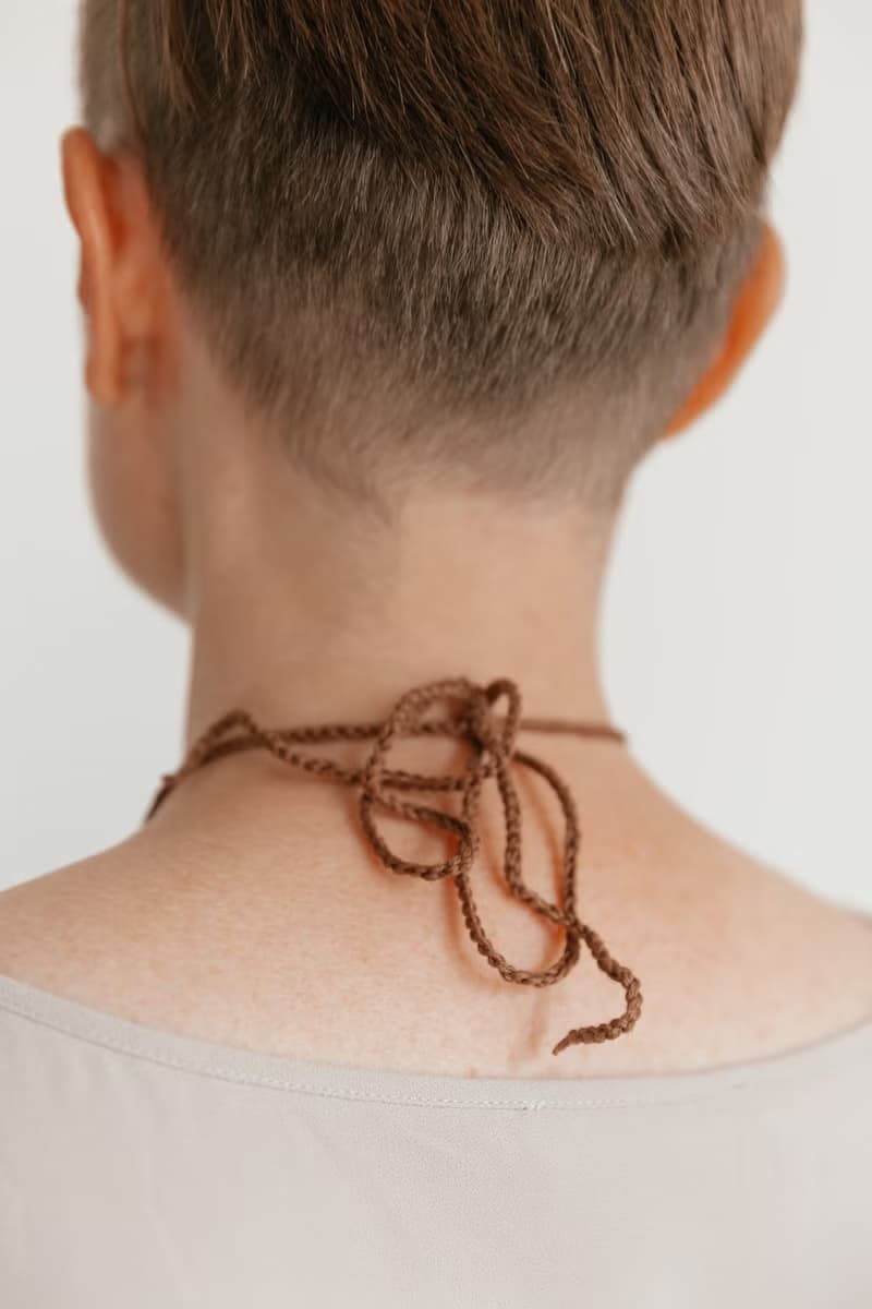 Purple Stripped Wooden Crochet Necklace - Modern Jewelry for Breastfeeding Mom