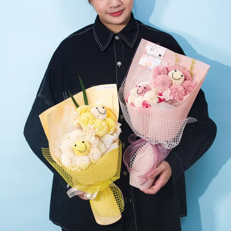 雙微笑花束2.0 畢業季 畢業花束 微笑花束 小花束 索拉花 永生花