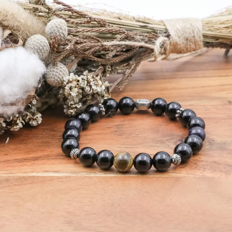行星之眼 | 黑瑪瑙 黃虎眼石 藍沙石 天然石手鍊