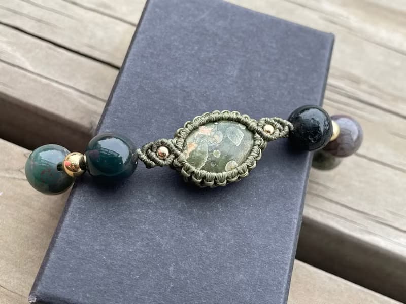 *220550 Macrame 南美蠟線 海洋碧玉 手鍊