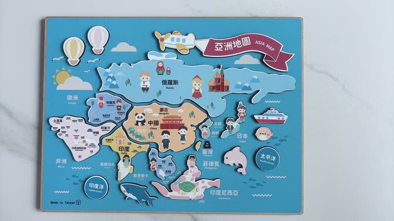 3D積木拼圖 木製亞洲景點拼圖 世界地圖 認識世界 認識亞洲