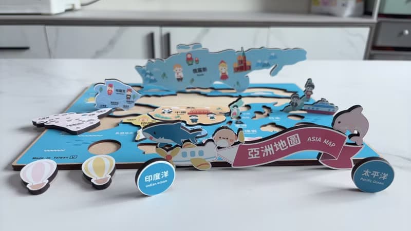3D積木拼圖 木製亞洲景點拼圖 世界地圖 認識世界 認識亞洲