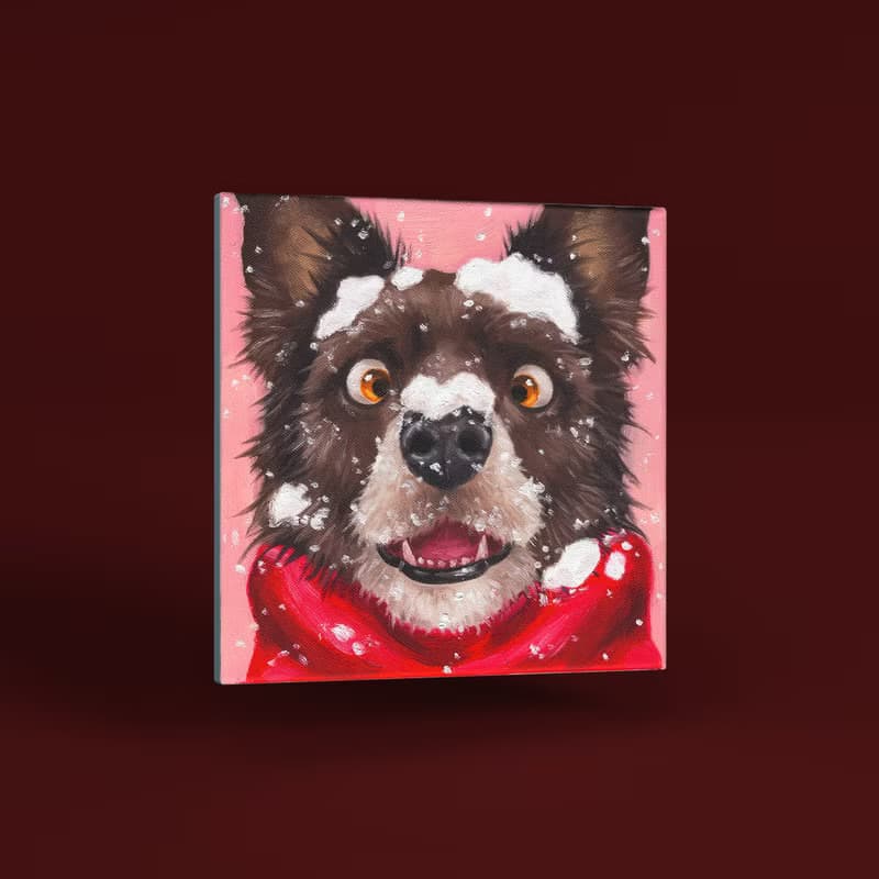 【體驗】【體驗】台中油畫體驗課程/毛小孩聖誕限定-玩雪篇/台中畫室