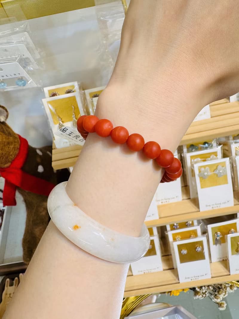 小精品保山柿子紅南紅磨砂9mm22.18g去熱散寒氣血循環補血養顏正