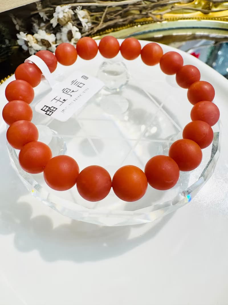 小精品保山柿子紅南紅磨砂9mm22.18g去熱散寒氣血循環補血養顏正
