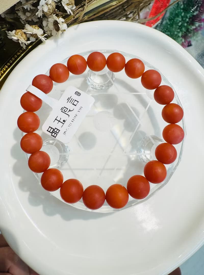 小精品保山柿子紅南紅磨砂9mm22.18g去熱散寒氣血循環補血養顏正