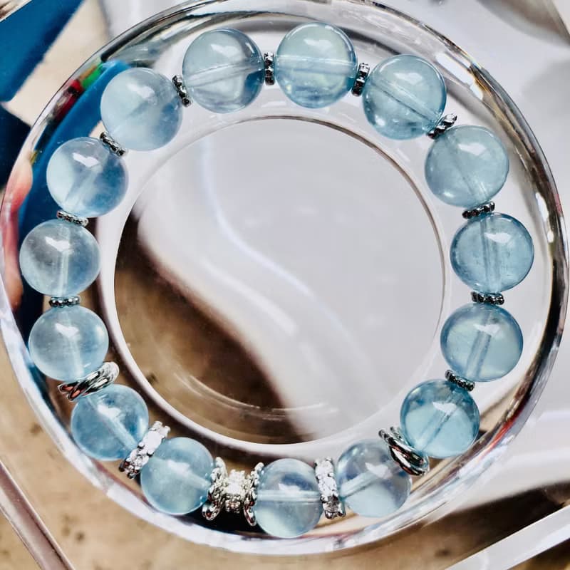 ITS-B660【設計款・精品淨透冰海藍寶】天然石水晶手鍊手環