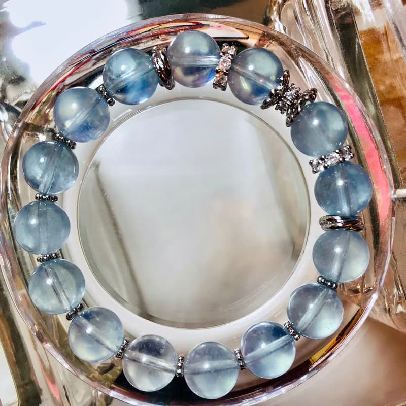 ITS-B660【設計款・精品淨透冰海藍寶】天然石水晶手鍊手環