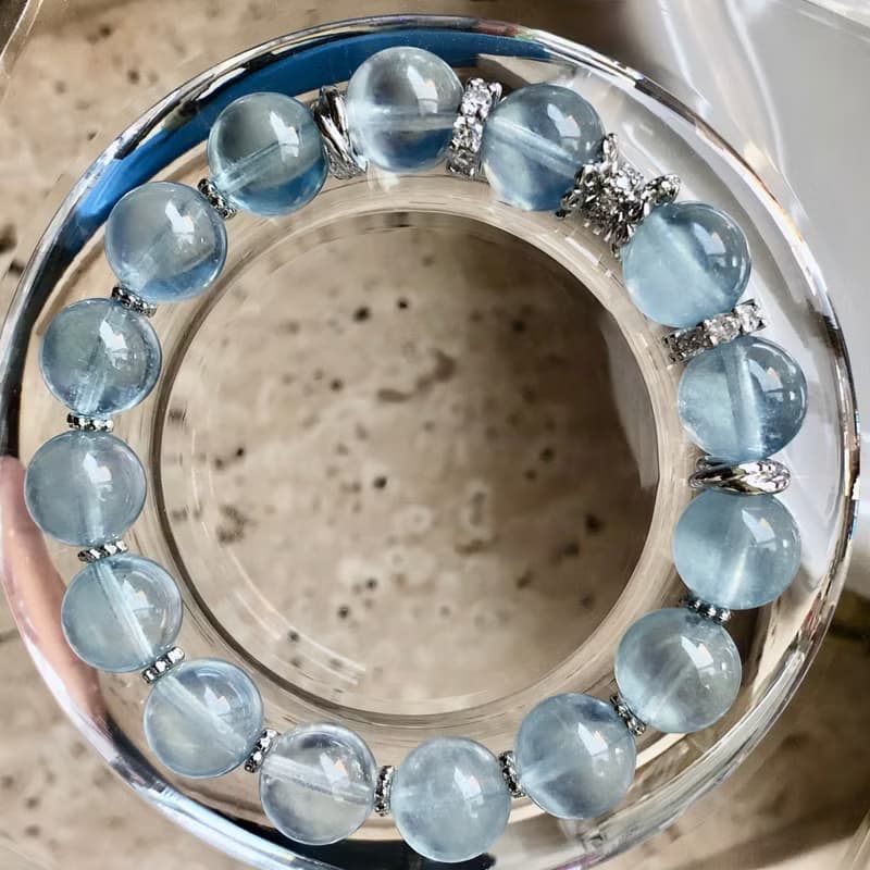 ITS-B660【設計款・精品淨透冰海藍寶】天然石水晶手鍊手環