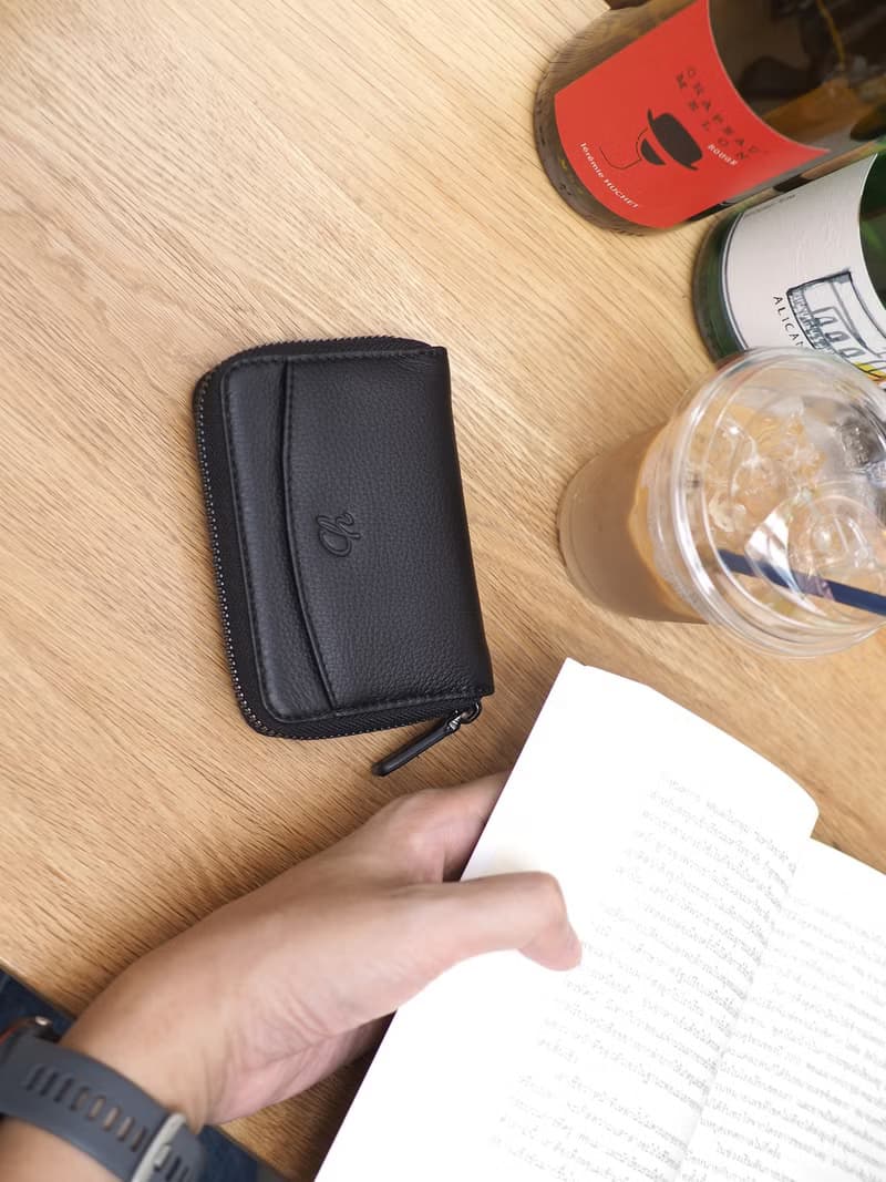 Penni (Black) : Zip wallet, Short wallet, Leather, Black, mini wallet