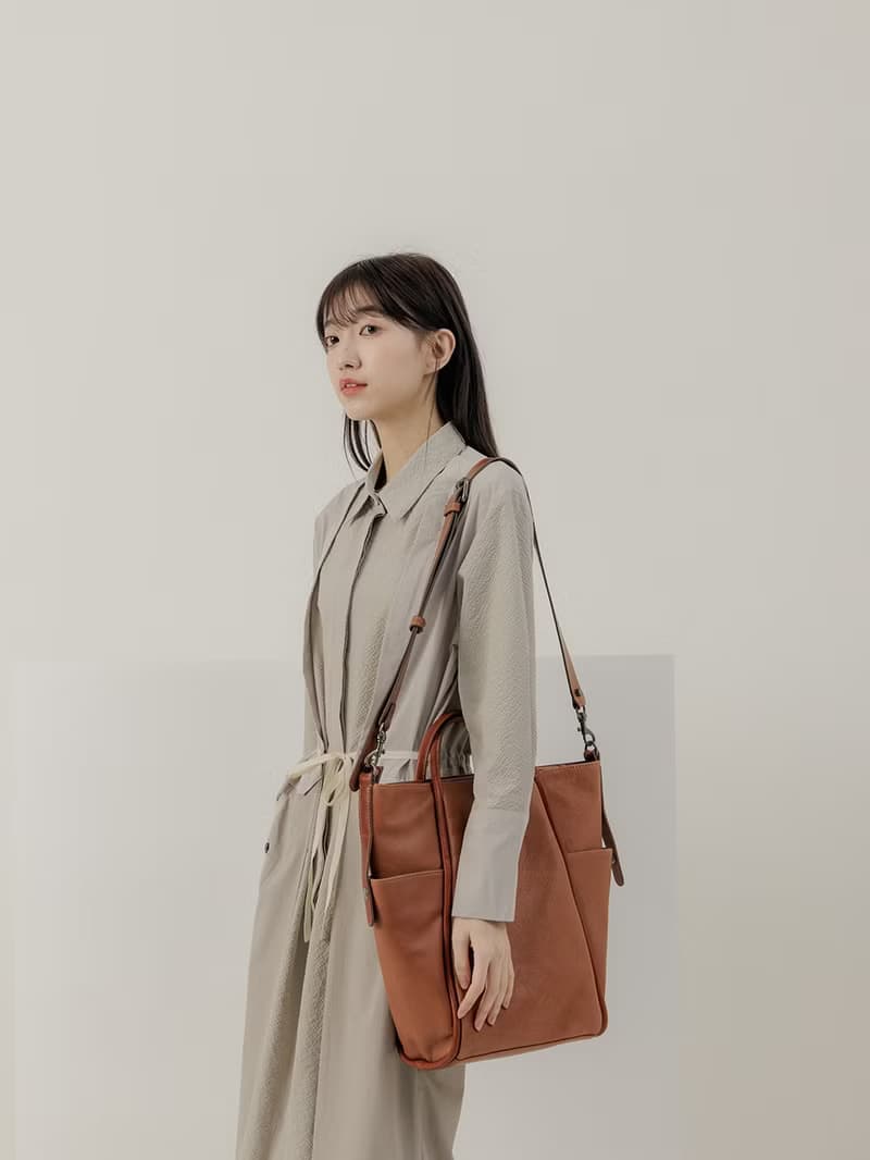 supportingrole 真皮都會優雅休閒精緻手提肩側背包 咖啡