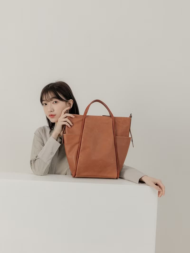supportingrole 真皮都會優雅休閒精緻手提肩側背包 咖啡
