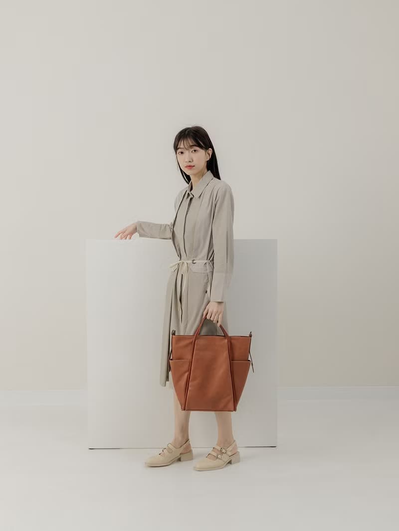 supportingrole 真皮都會優雅休閒精緻手提肩側背包 咖啡