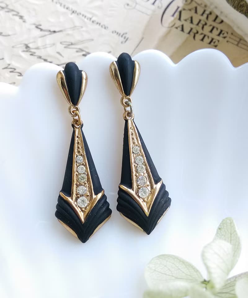 Vintage Jewelry 西洋古董飾品 啞光 摩登 老派復古  針式耳環