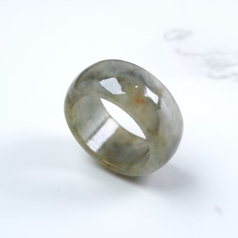 冰種飄花翡翠扳指戒指戒圈 | 國際19.5圍 | 天然緬甸玉A貨翡翠