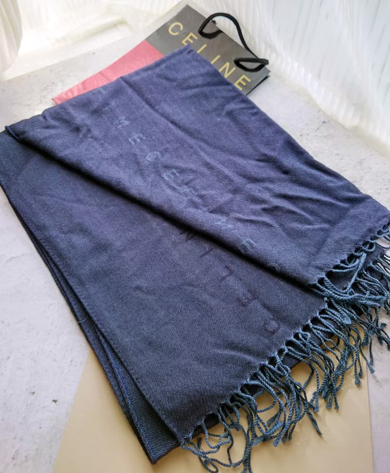 中古孤品 CELINE 流蘇大尺寸 羊毛 毛毯蓋毯頸巾圍巾領巾圍脖披肩