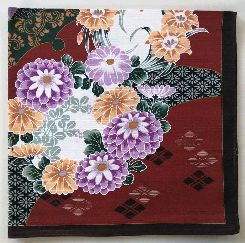 Japanese Furoshiki Vintage Floral Motifs Gift Wrapped 20.5 x 20.5 inches