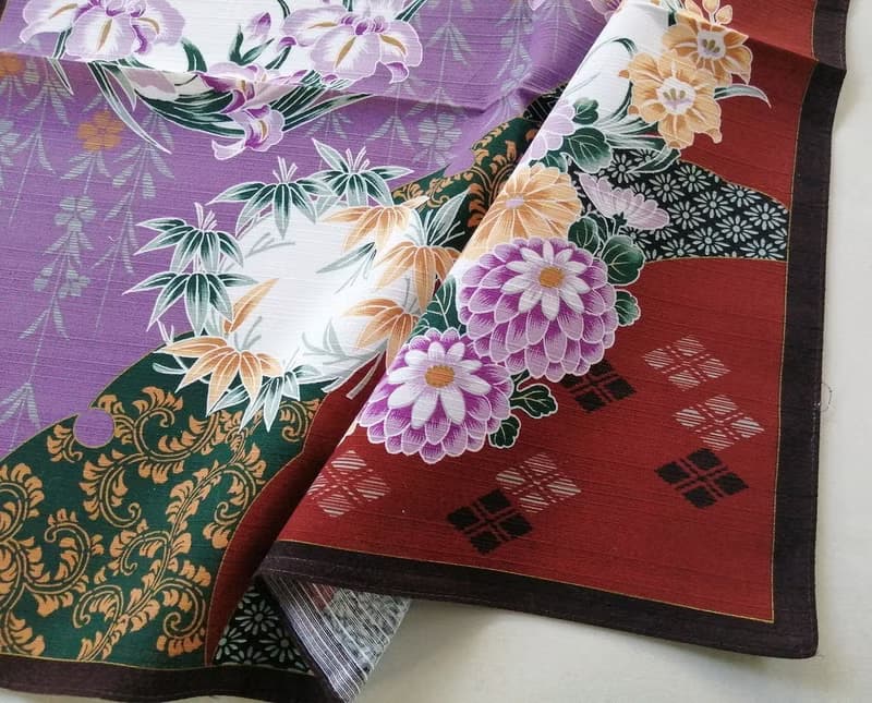 Japanese Furoshiki Vintage Floral Motifs Gift Wrapped 20.5 x 20.5 inches