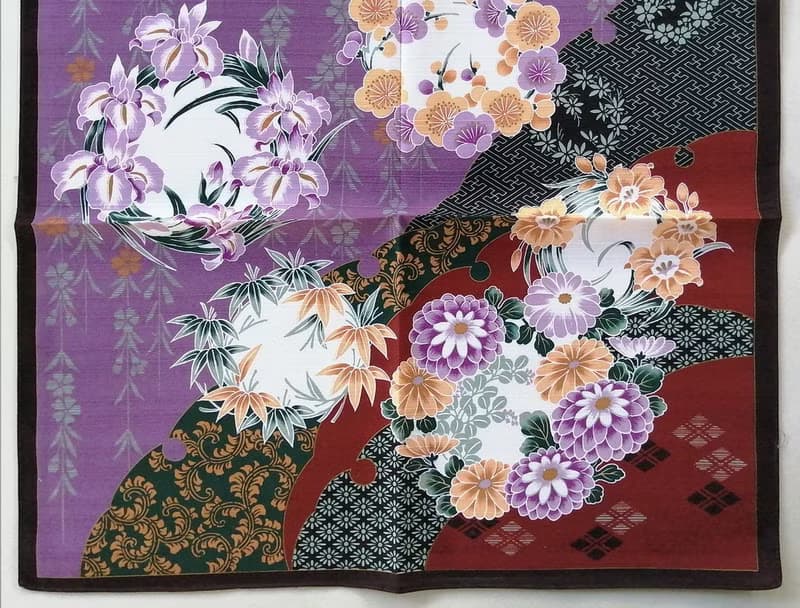 Japanese Furoshiki Vintage Floral Motifs Gift Wrapped 20.5 x 20.5 inches