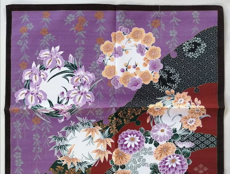 Japanese Furoshiki Vintage Floral Motifs Gift Wrapped 20.5 x 20.5 inches