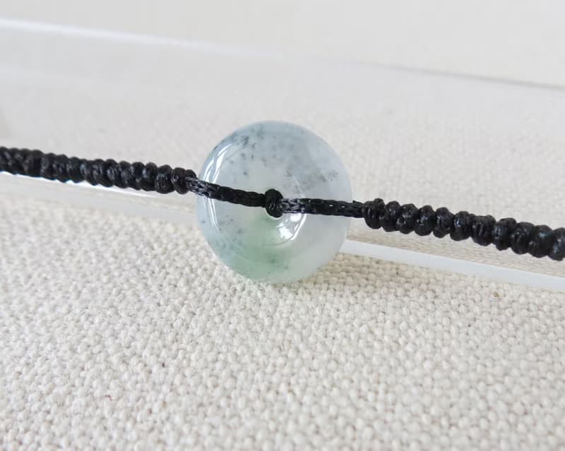 本命年【歲歲平安】冰烏雞飄綠翡翠絲光編織手鍊*SW27*招財開運