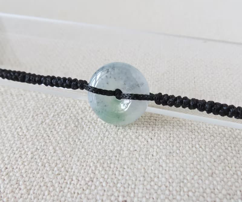 本命年【歲歲平安】冰烏雞飄綠翡翠絲光編織手鍊*SW27*招財開運