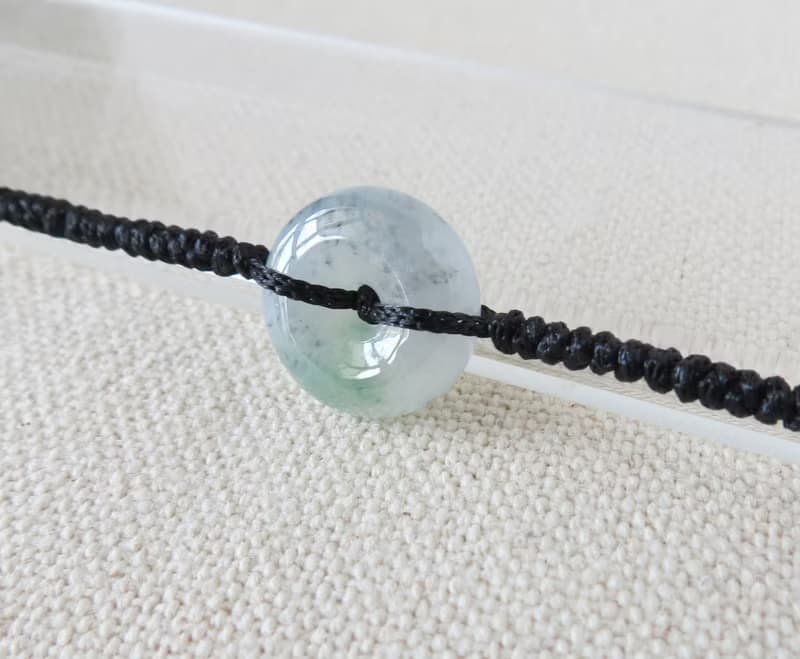 本命年【歲歲平安】冰烏雞飄綠翡翠絲光編織手鍊*SW27*招財開運