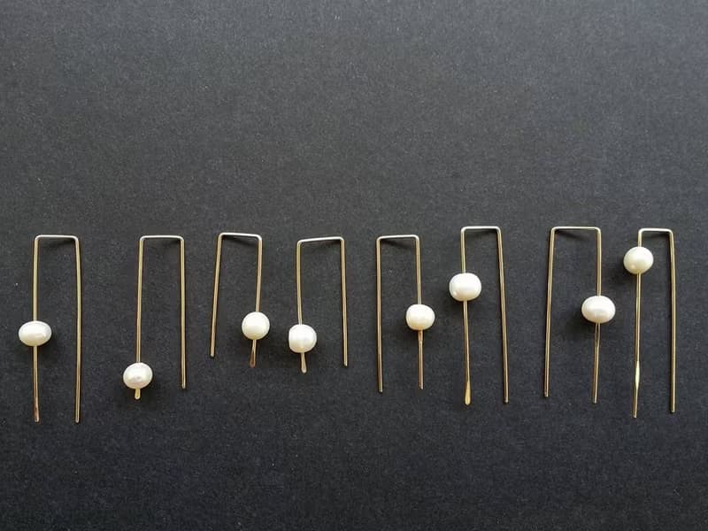 輕耳飾 天然珍珠 925純銀線 設計師手工飾品